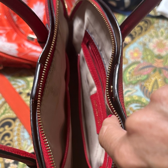 Michael Kors Bold Red Leather Satchel - Picture 2 of 4
